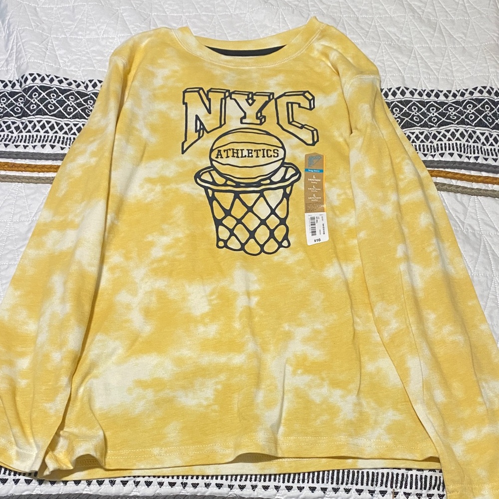 Yellow NYC Athletics Tie-Dye long sleeve